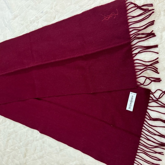 YSL BURGUNDY WINE SCARF 12 x 70. Wool and cashmere. - Picture 2 of 10